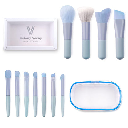 11Pcs Travel Makeup Brushes Set, Mini Portable Makeup Brush Set with Travel Case Blending Face Powder Foundation Eye Shadow Concealer Make up Brushes Tool Kit
