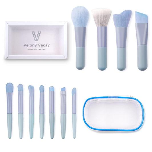 11Pcs Travel Makeup Brushes Set, Mini Portable Makeup Brush Set with Travel Case Blending Face Powder Foundation Eye Shadow Concealer Make up Brushes Tool Kit