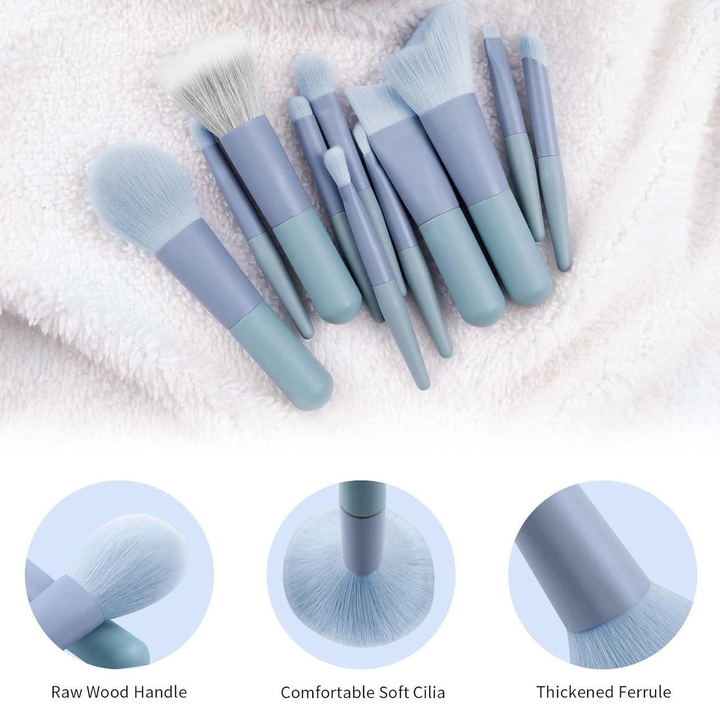 11Pcs Travel Makeup Brushes Set, Mini Portable Makeup Brush Set with Travel Case Blending Face Powder Foundation Eye Shadow Concealer Make up Brushes Tool Kit