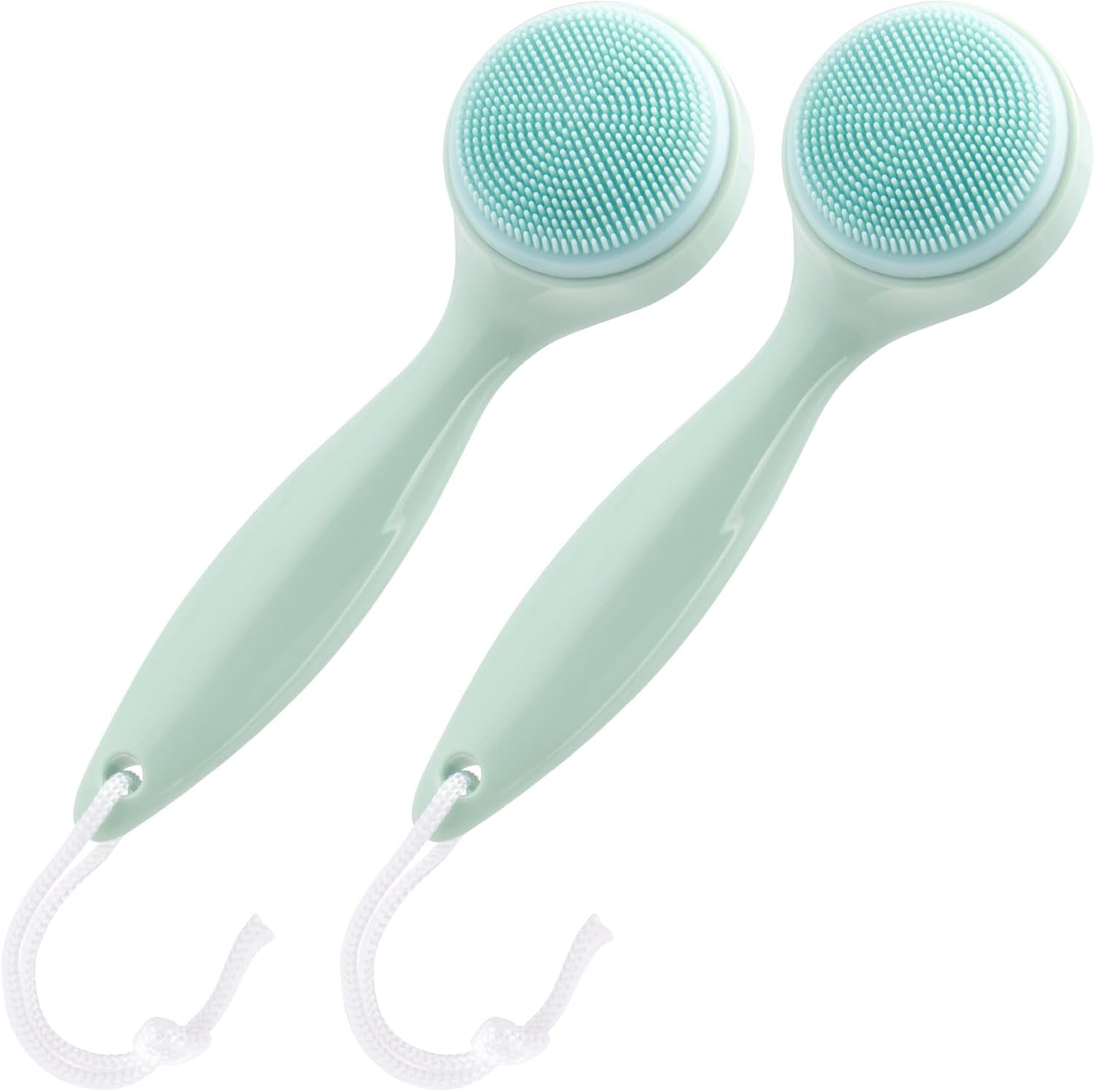 2 Pack Silicone Manual Facial Cleansing Brush, Skin Friendly Waterproof Face Cleaning Scrubber Exfoliator Cleanser for Blackheads Whiteheads Makeup Residues Removal- Green