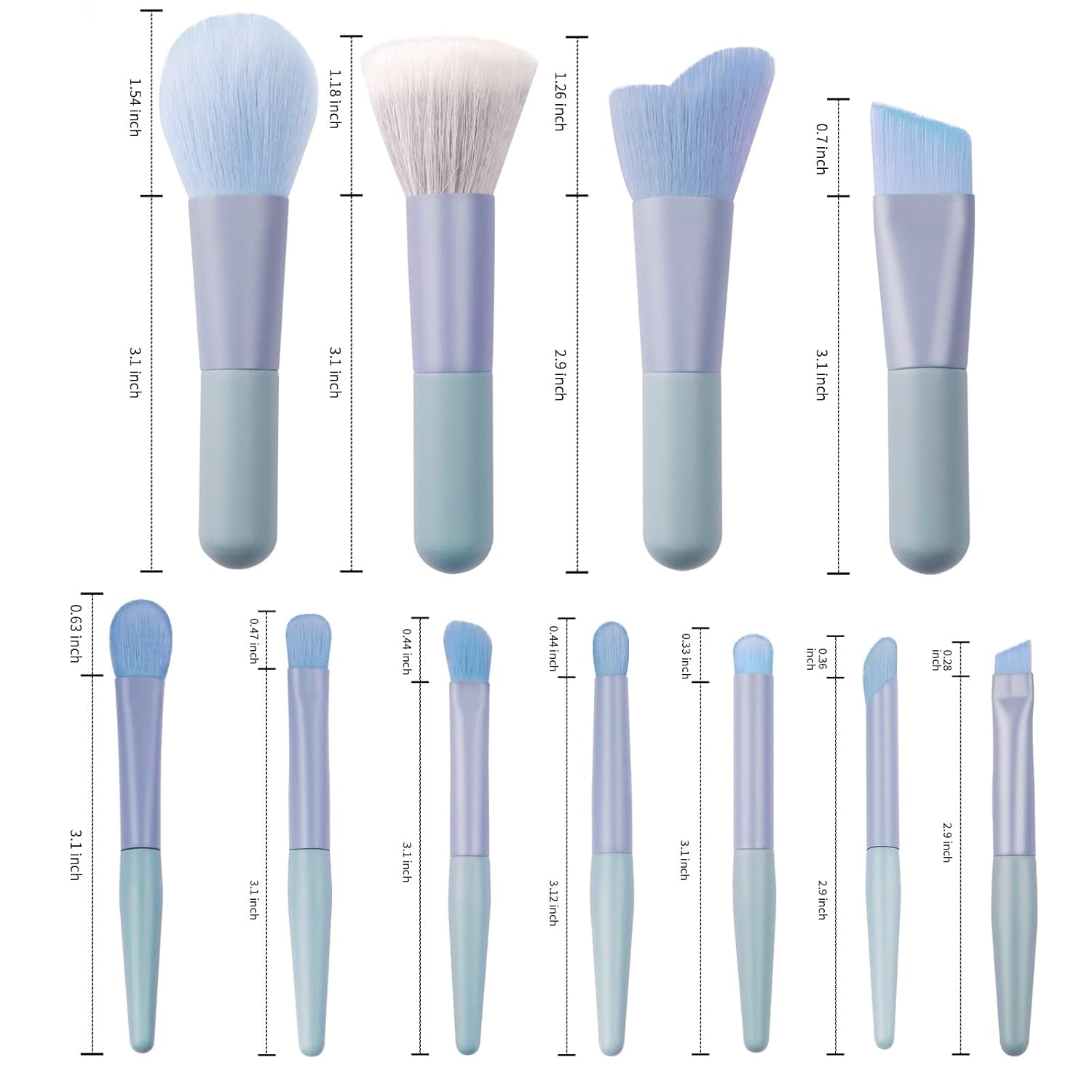 11Pcs Travel Makeup Brushes Set, Mini Portable Makeup Brush Set with Travel Case Blending Face Powder Foundation Eye Shadow Concealer Make up Brushes Tool Kit