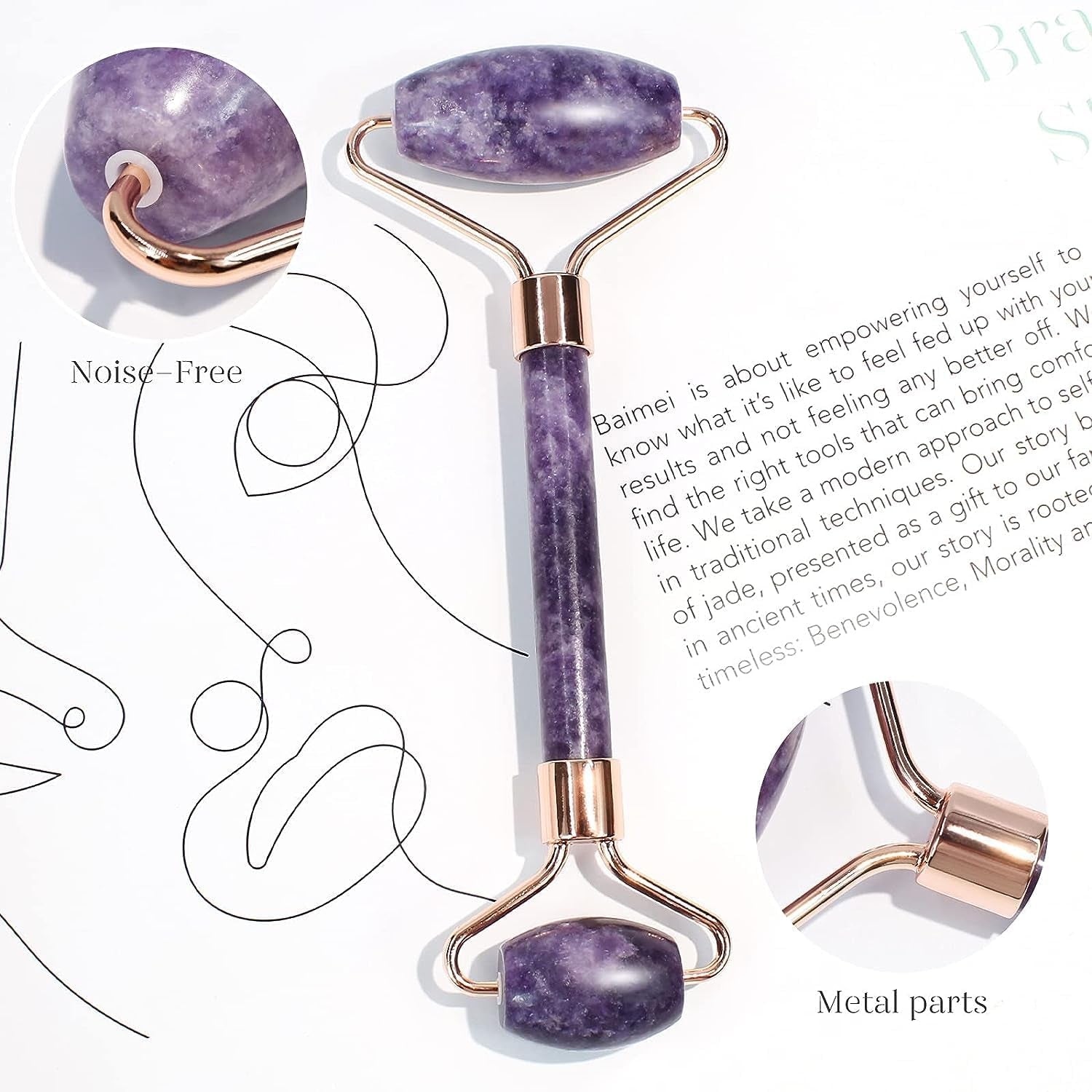 Purple-Facial Roller & Gua Sha Set Face Roller for Skin Care for Body Face Neck and Eye