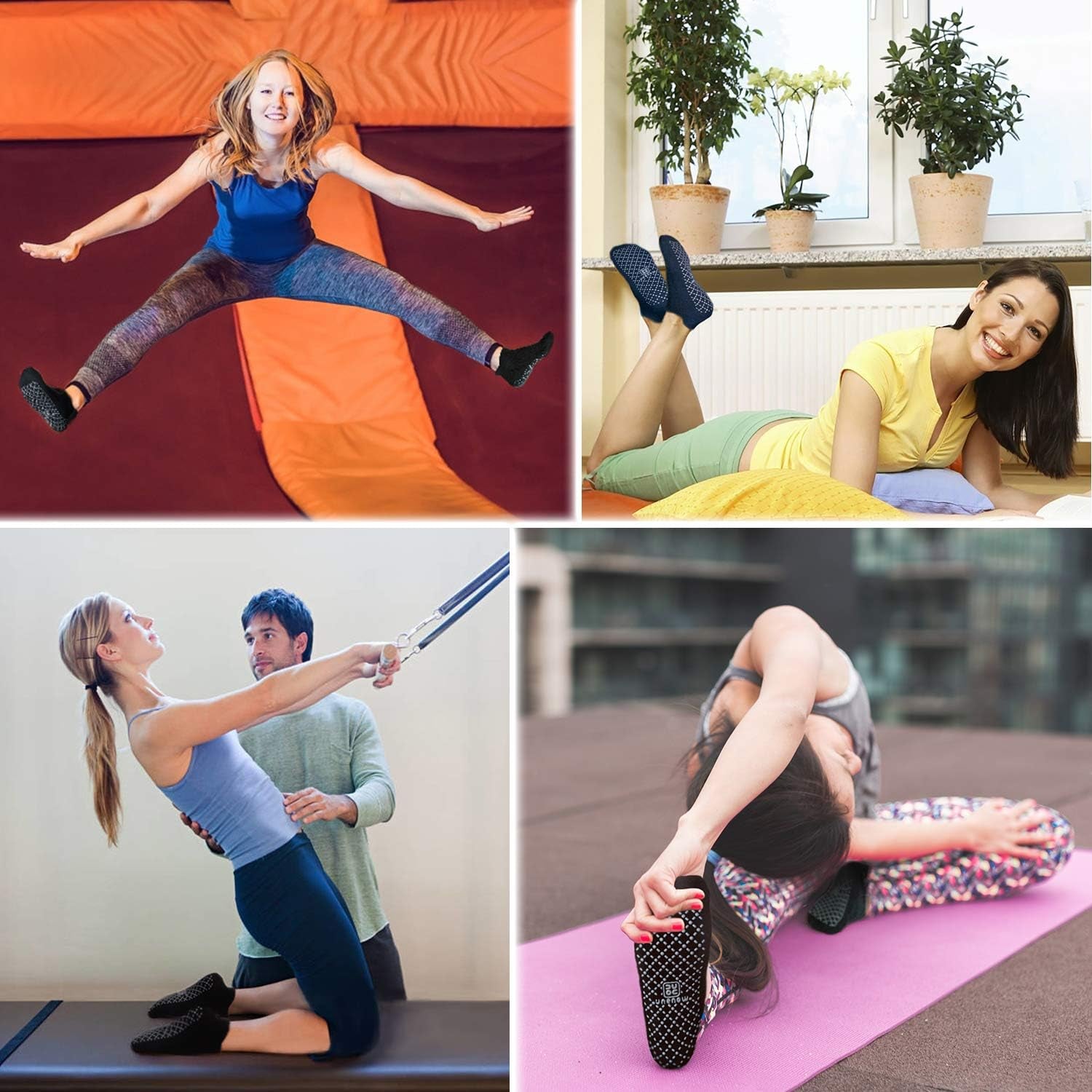 Unisex Non Slip Grip Socks for Yoga Pilates Barre Home & Hospital