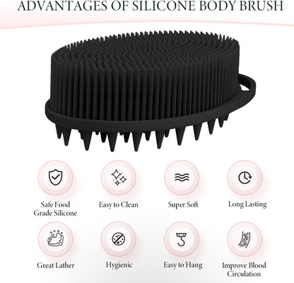 Silicone Body Scrubber, Silicone Loofah, 2 Pcs Silicone Shower Scrubber, Exfoliating Silicone Shower Scrubber, 2 in 1 Silicone Body Scrub Brush Scalp Massager Shampoo Brush for All Skin Men Women Kids