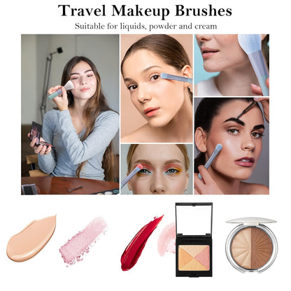 11Pcs Travel Makeup Brushes Set, Mini Portable Makeup Brush Set with Travel Case Blending Face Powder Foundation Eye Shadow Concealer Make up Brushes Tool Kit