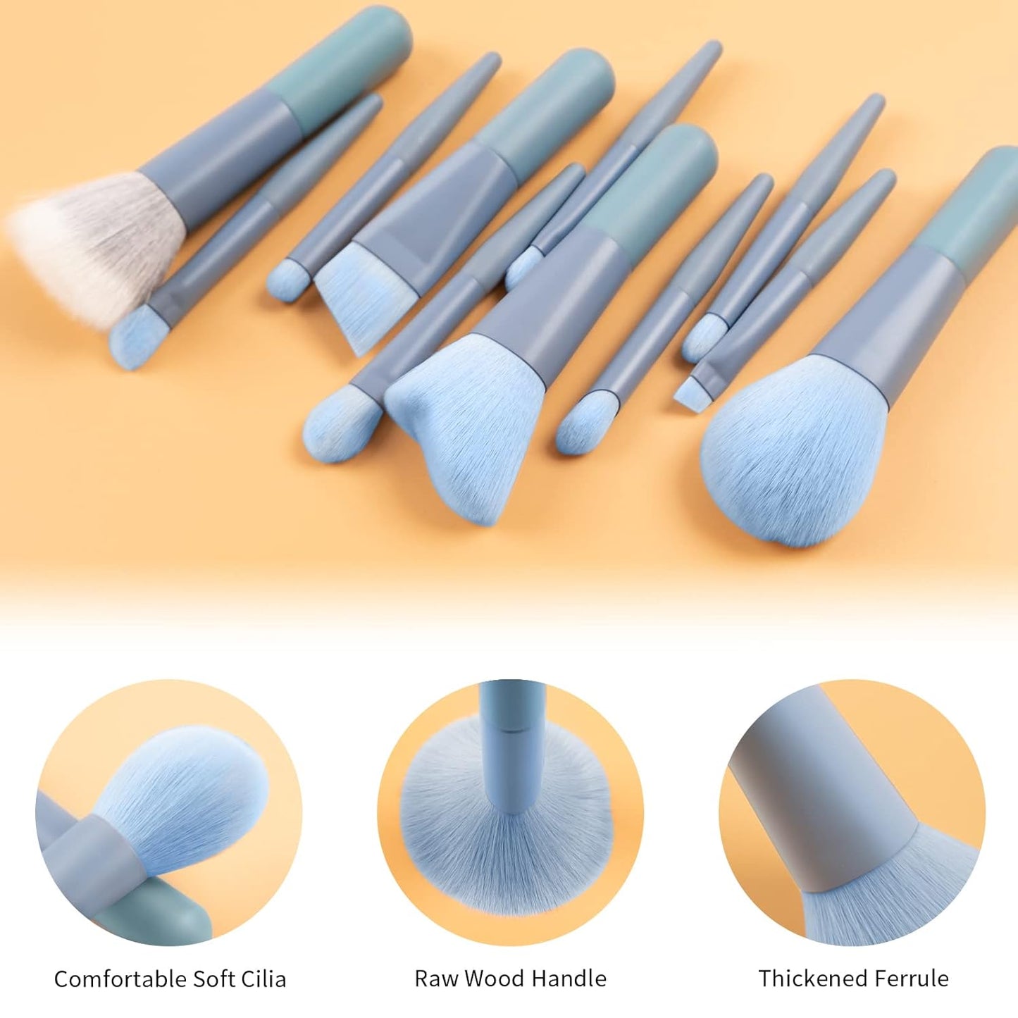 11Pcs Travel Makeup Brushes Set, Mini Portable Makeup Brush Set with Travel Case Blending Face Powder Foundation Eye Shadow Concealer Make up Brushes Tool Kit