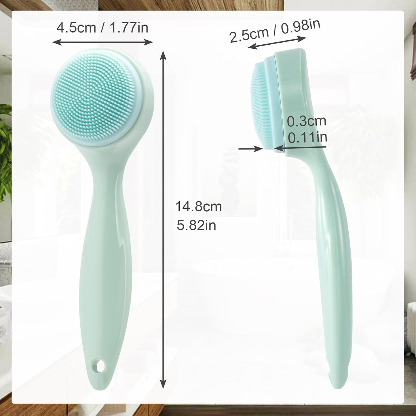 2 Pack Silicone Manual Facial Cleansing Brush, Skin Friendly Waterproof Face Cleaning Scrubber Exfoliator Cleanser for Blackheads Whiteheads Makeup Residues Removal- Green