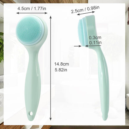 2 Pack Silicone Manual Facial Cleansing Brush, Skin Friendly Waterproof Face Cleaning Scrubber Exfoliator Cleanser for Blackheads Whiteheads Makeup Residues Removal- Green