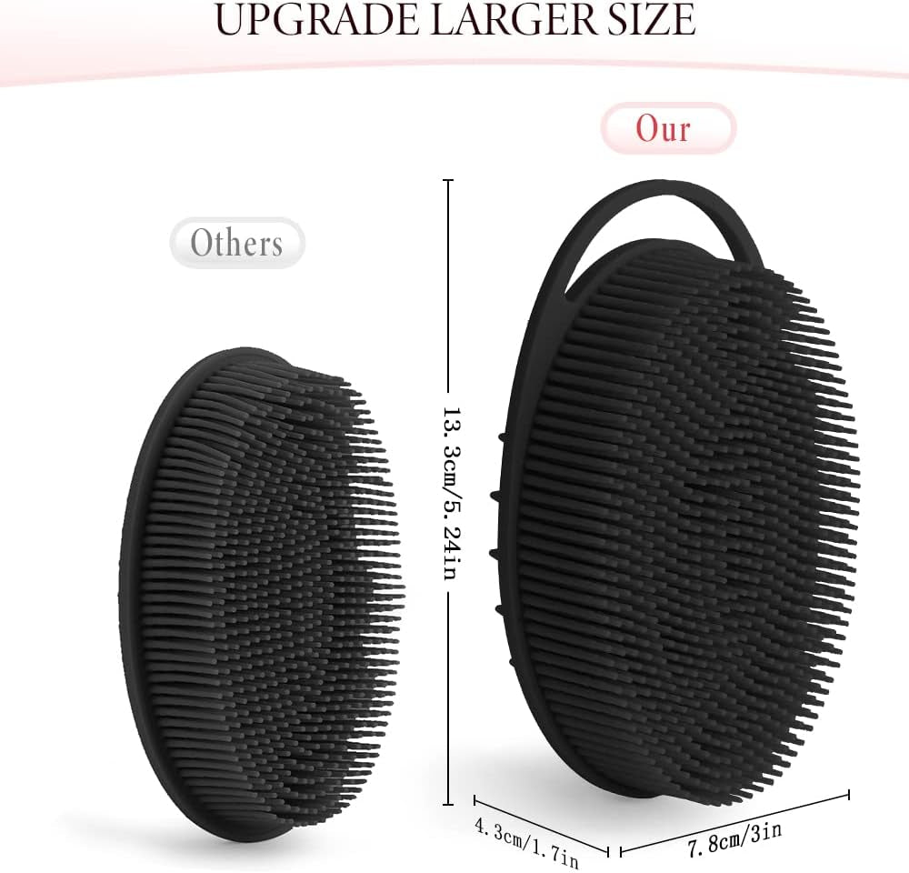 Silicone Body Scrubber, Silicone Loofah, 2 Pcs Silicone Shower Scrubber, Exfoliating Silicone Shower Scrubber, 2 in 1 Silicone Body Scrub Brush Scalp Massager Shampoo Brush for All Skin Men Women Kids