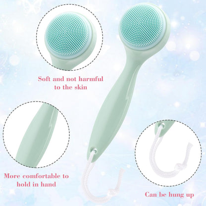 2 Pack Silicone Manual Facial Cleansing Brush, Skin Friendly Waterproof Face Cleaning Scrubber Exfoliator Cleanser for Blackheads Whiteheads Makeup Residues Removal- Green