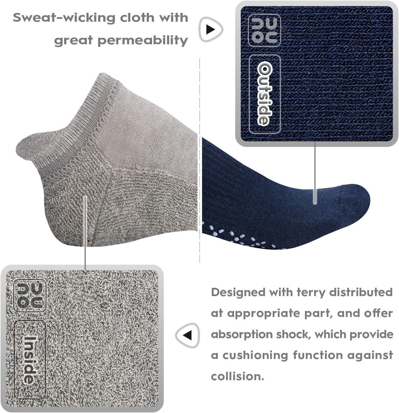 Unisex Non Slip Grip Socks for Yoga Pilates Barre Home & Hospital