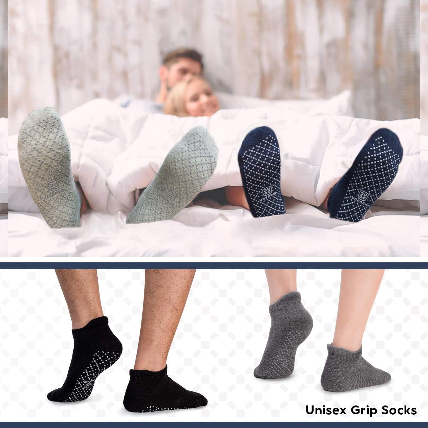 Unisex Non Slip Grip Socks for Yoga Pilates Barre Home & Hospital